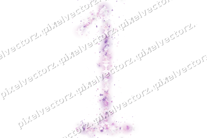 Nahtlose Glitzerzahl 1 aus Sternen und Funken auf transparentem Grund