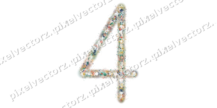 Nahtlose Glitzerzahl 4 in Bernstein und Grün auf transparentem Grund