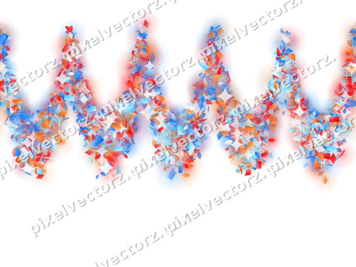 Nahtlose Glitzergirlande in Blau und Rot auf transparentem Grund