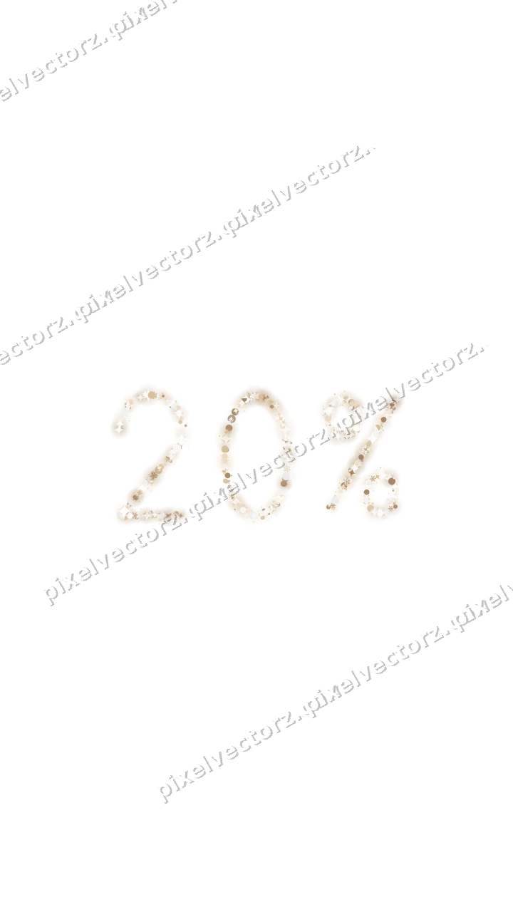 Nahtlose Glitzerzahl 20% in Bernstein auf transparentem Grund
