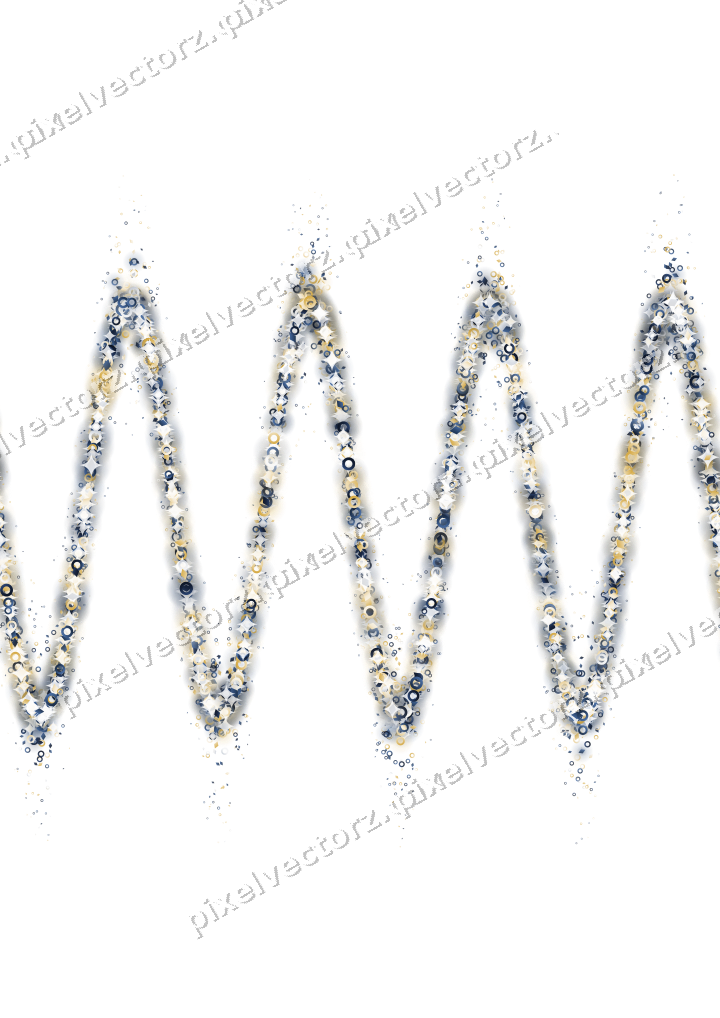 Nahtlose Glitzerwelle aus Ringen und Rauten auf transparentem Grund