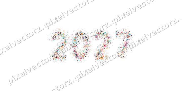 Nahtlose Glitzerzahl 2027 in Rosa auf transparentem Grund