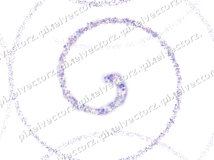 Nahtlose Glitzerspirale aus Herzen in Violett auf transparentem Grund