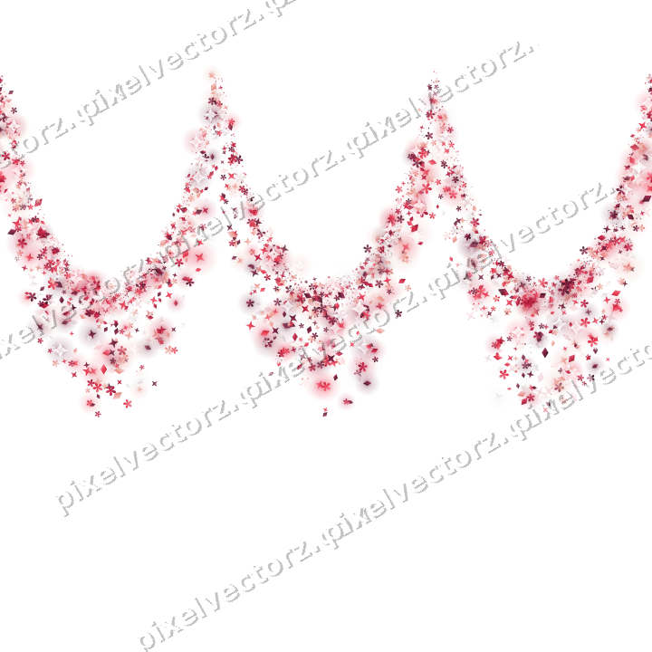 Nahtlose Glitzergirlande in Rosa und Rot auf transparentem Grund