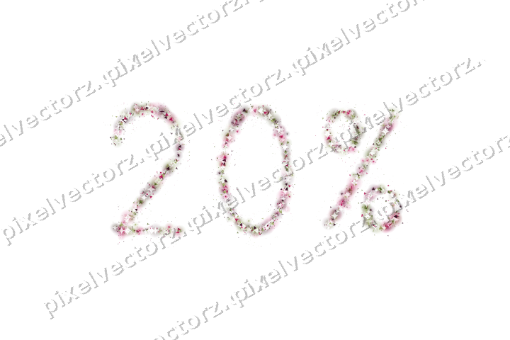Nahtlose Glitzerzahl 20% in Limette und Rosa auf transparentem Grund