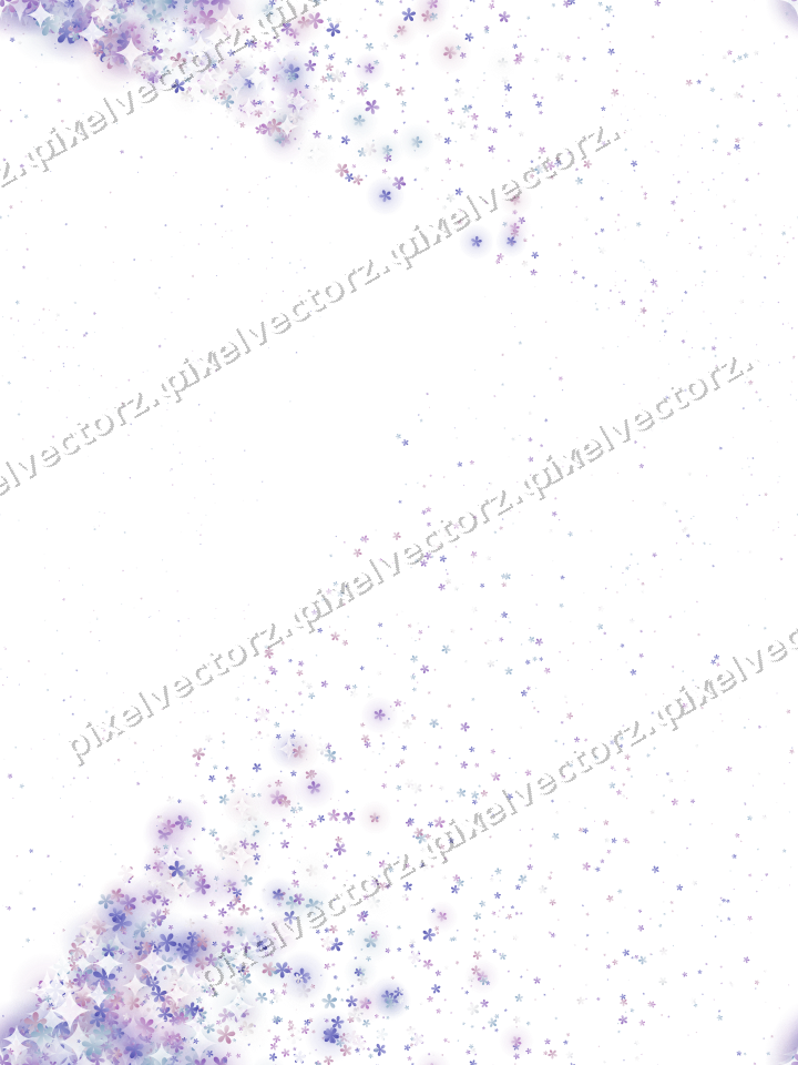 Nahtloser Glitzerfächer aus Blüten in Violett auf transparentem Grund