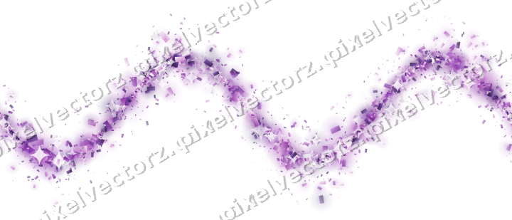Nahtlose Glitzerwelle aus Konfetti in Violett auf transparentem Grund