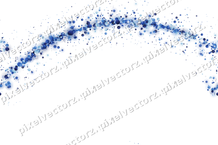 Nahtloser Glitzerbogen aus Punkten in Blau auf transparentem Grund
