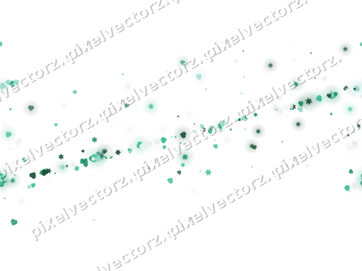 Nahtloses Glitzerband aus Sternen und Herzen auf transparentem Grund