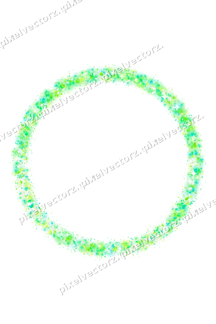 Nahtloser Glitzerkranz aus Sternen und Blüten auf transparentem Grund