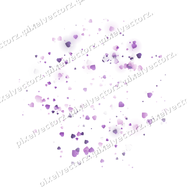 Nahtloser Glitzerrahmen aus Herzen in Violett auf transparentem Grund