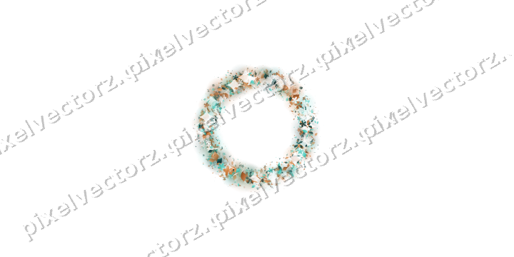 Nahtloser Glitzerkranz aus Blüten und Tropfen auf transparentem Grund