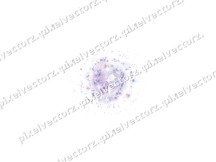 Nahtlose Glitzerspirale aus Blüten und Tropfen auf transparentem Grund