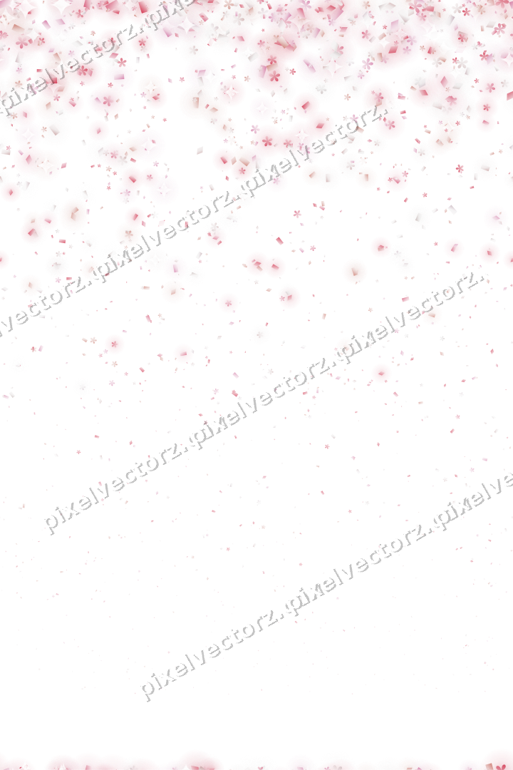 Nahtloser Glitzerregen aus Blüten und Rauten auf transparentem Grund