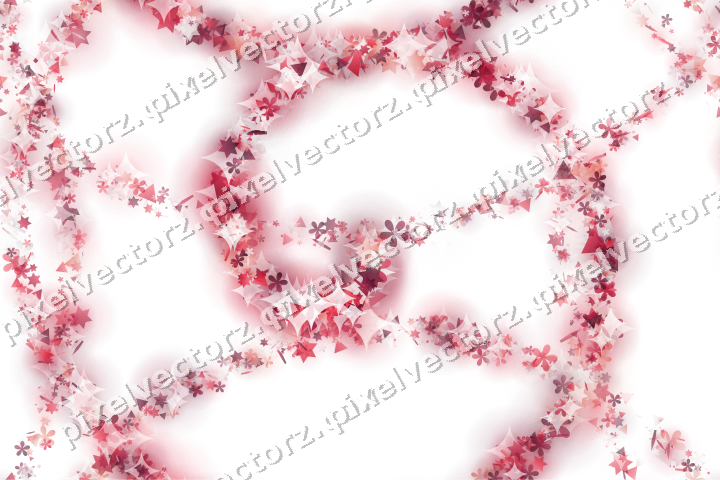 Nahtlose Glitzerspirale aus Sternen und Blüten auf transparentem Grund