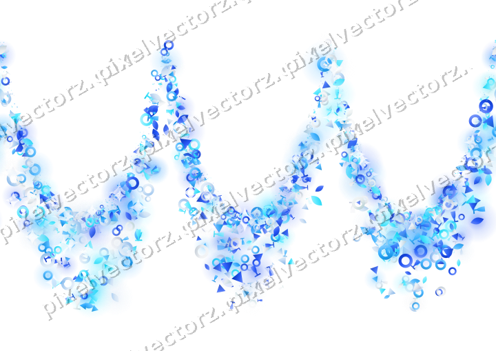 Nahtlose Glitzergirlande in Türkis und Blau auf transparentem Grund