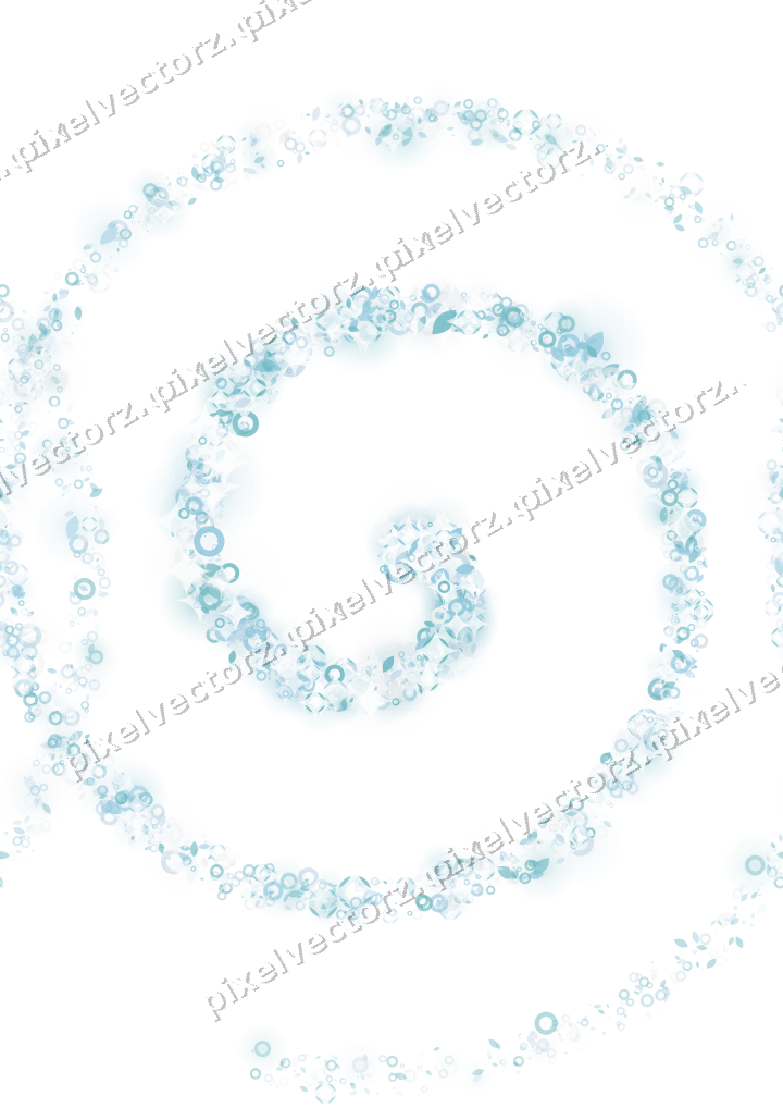 Nahtlose Glitzerspirale aus Tropfen und Ringen auf transparentem Grund