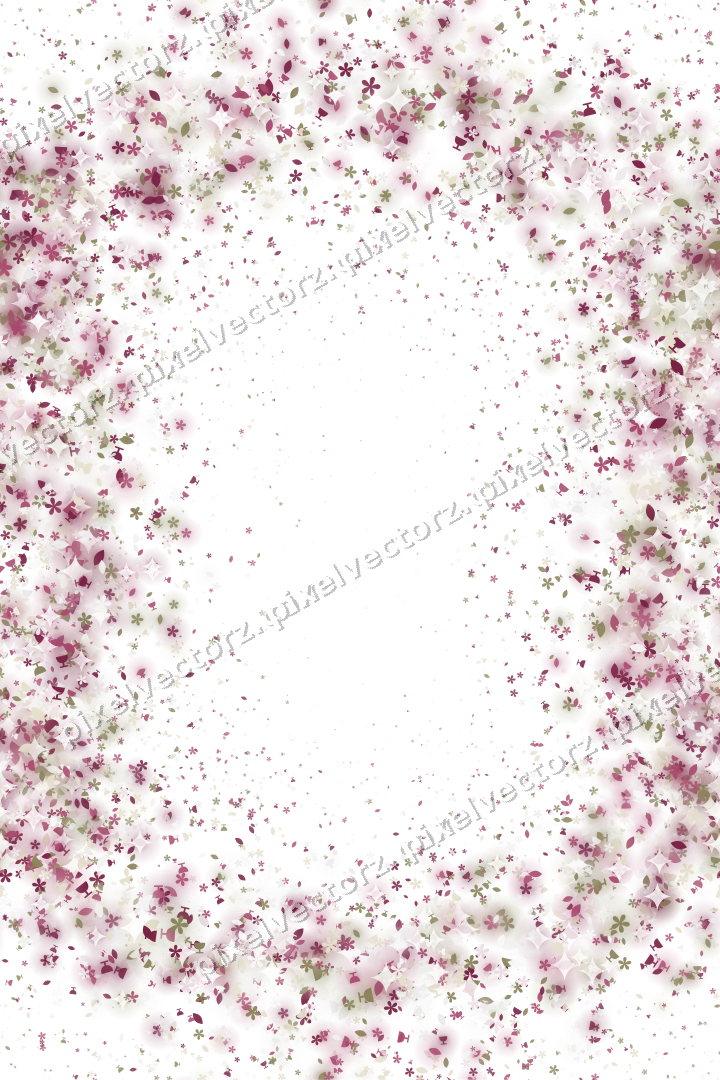 Nahtloser Glitzerkranz aus Blüten und Tropfen auf transparentem Grund