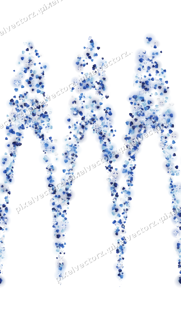 Nahtlose Glitzergirlande aus Herzen in Blau auf transparentem Grund