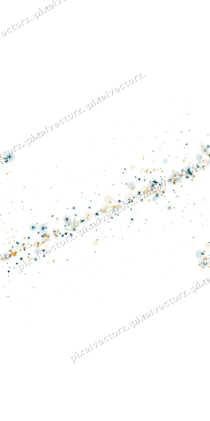 Nahtloses Glitzerband aus Sternen und Blüten auf transparentem Grund