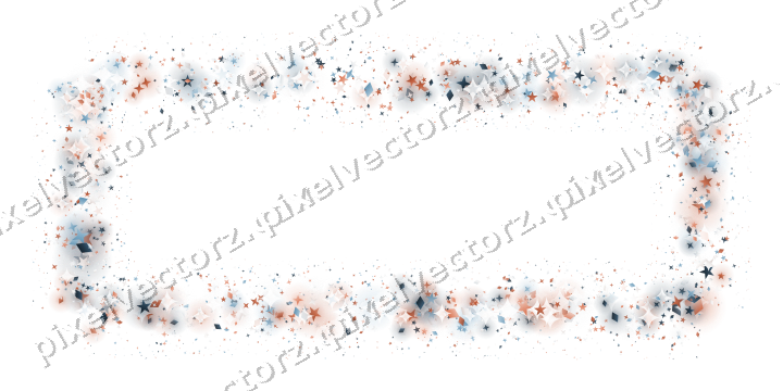 Nahtloser Glitzerrahmen aus Sternen und Rauten auf transparentem Grund