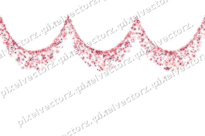 Nahtlose Glitzergirlande in Rosa und Rot auf transparentem Grund