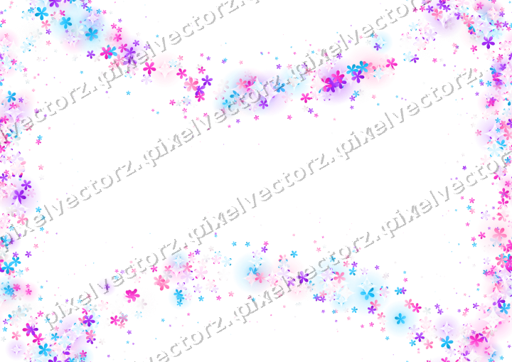 Nahtloser Glitzerkranz aus Blüten in Magenta auf transparentem Grund