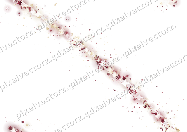 Nahtloser Glitzerbogen aus Sternen und Blüten auf transparentem Grund