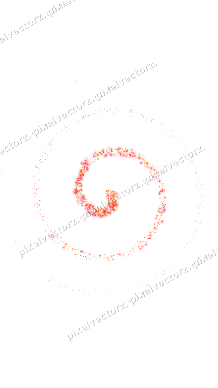 Nahtlose Glitzerspirale aus Tropfen und Ringen auf transparentem Grund