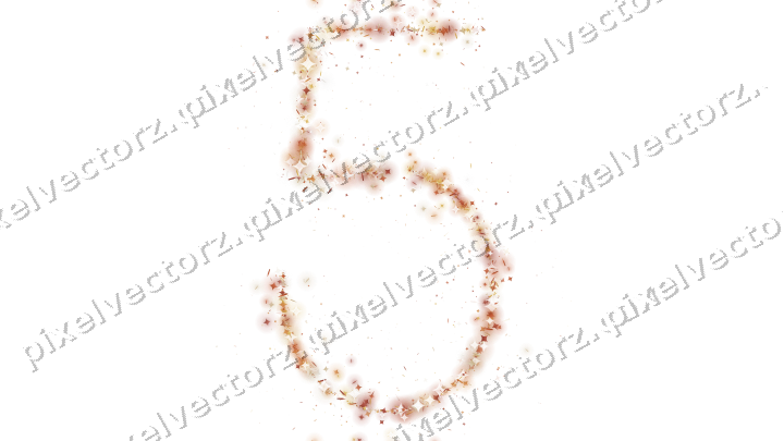 Nahtlose Glitzerzahl 5 in Orange und Bernstein auf transparentem Grund