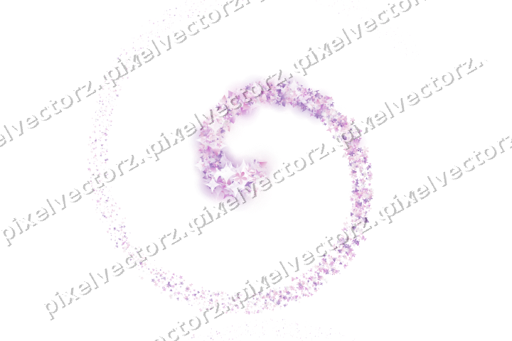 Nahtlose Glitzerspirale aus Sternen und Blüten auf transparentem Grund
