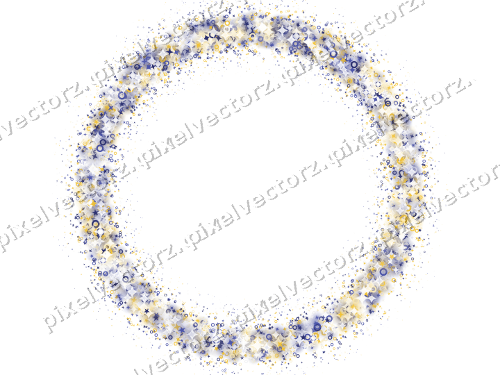 Nahtloser Glitzerkranz aus Sternen und Funken auf transparentem Grund