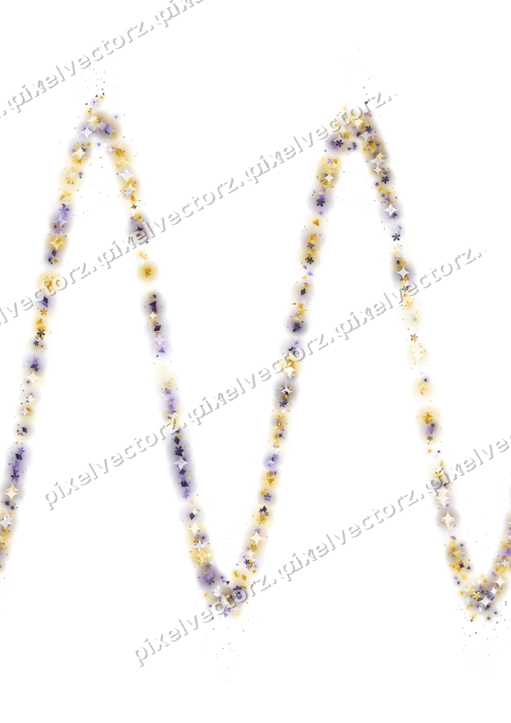 Nahtlose Glitzerwelle aus Funken und Blüten auf transparentem Grund