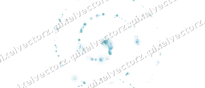 Nahtlose Glitzerspirale aus Punkten in Türkis auf transparentem Grund