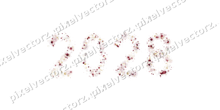 Nahtlose Glitzerzahl 2028 aus Punkten auf transparentem Grund