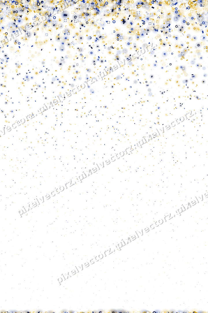 Nahtloser Glitzerregen in Bernstein und Blau auf transparentem Grund