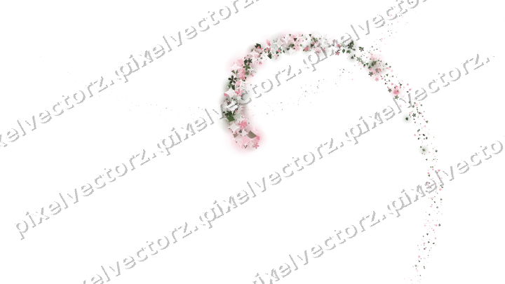 Nahtlose Glitzerspirale aus Blüten und Rauten auf transparentem Grund