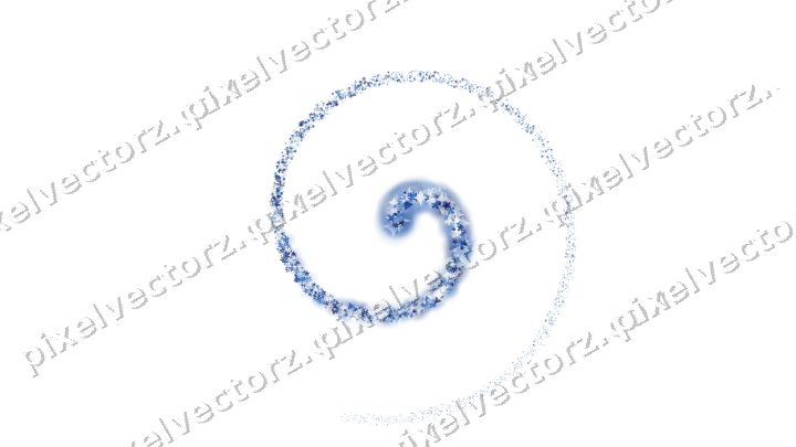 Nahtlose Glitzerspirale aus Sternen und Blüten auf transparentem Grund