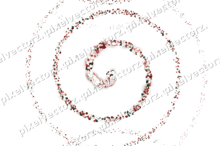 Nahtlose Glitzerspirale aus Punkten auf transparentem Grund
