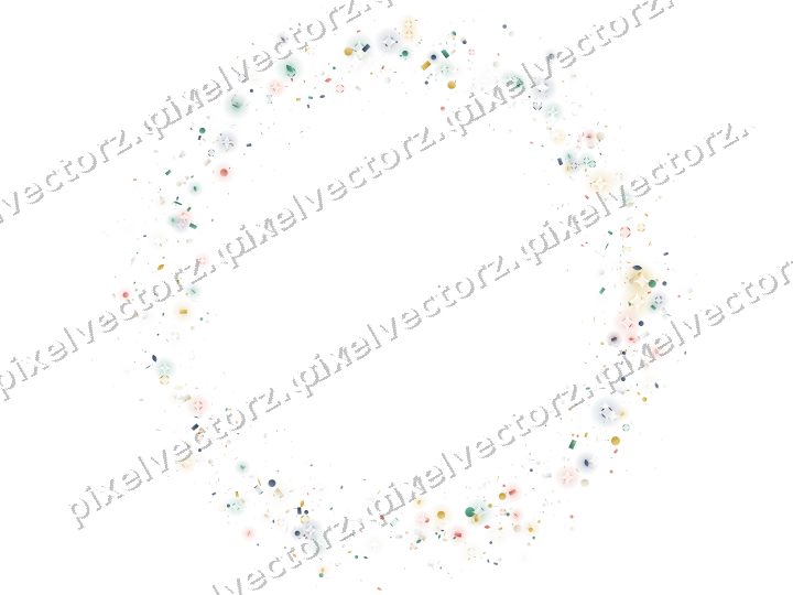 Nahtloser Glitzerkranz aus Tropfen und Punkten auf transparentem Grund