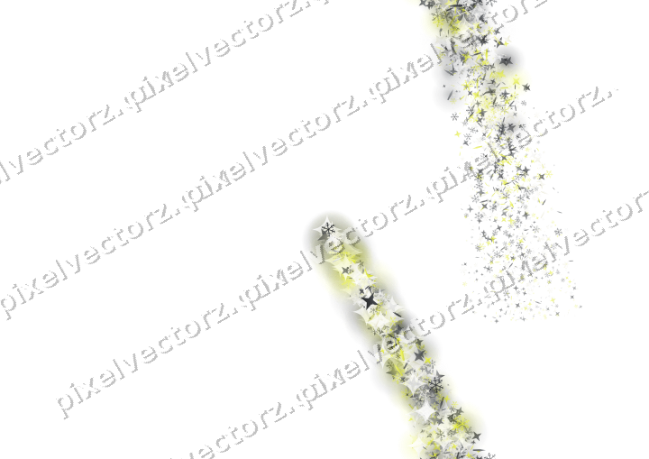 Nahtloser Sternenschweif in Gelb und Grau auf transparentem Grund