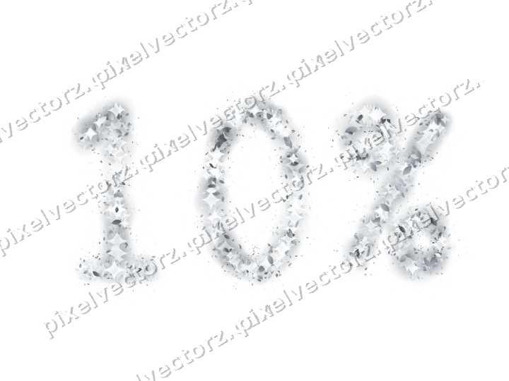 Nahtlose Glitzerzahl 10% aus Tropfen auf transparentem Grund