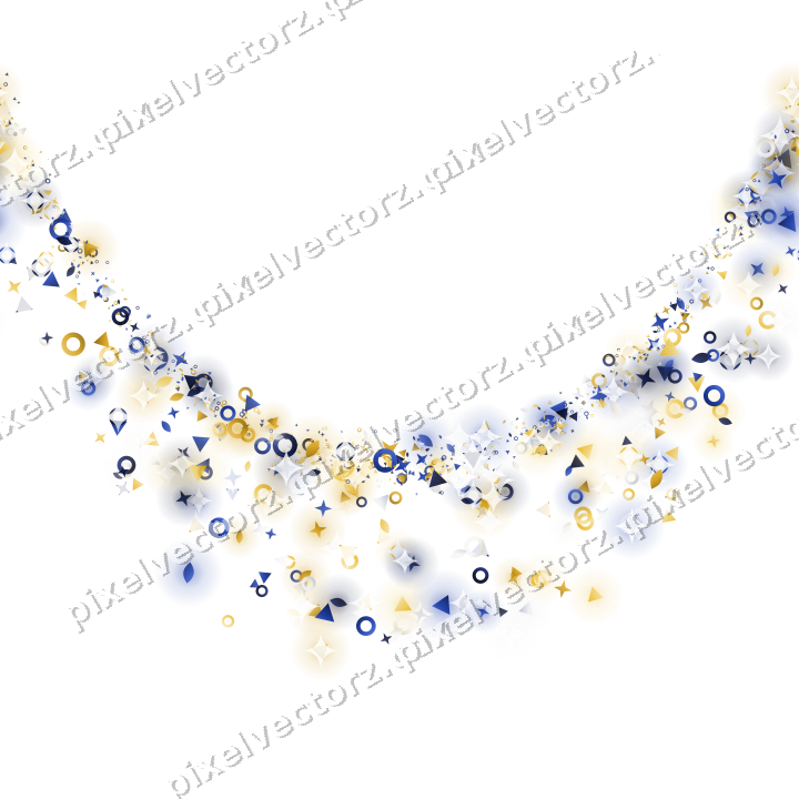 Nahtlose Glitzergirlande in Bernstein und Blau auf transparentem Grund