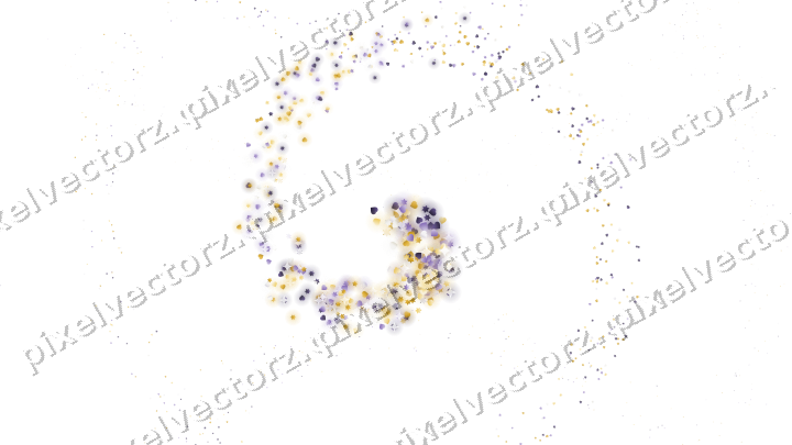 Nahtlose Glitzerspirale aus Sternen und Herzen auf transparentem Grund