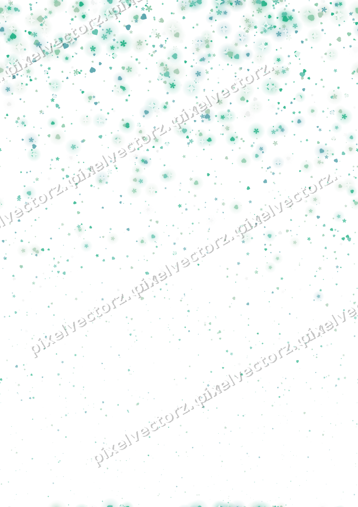 Nahtloser Glitzerregen aus Herzen und Blüten auf transparentem Grund