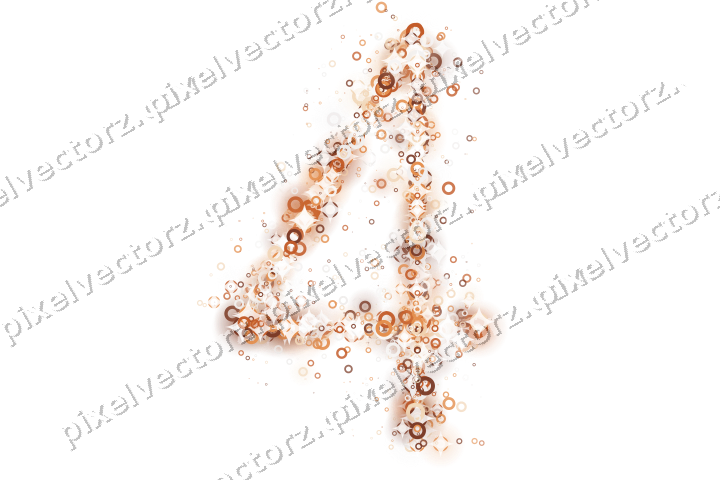 Nahtlose Glitzerzahl 4 aus Ringen auf transparentem Grund