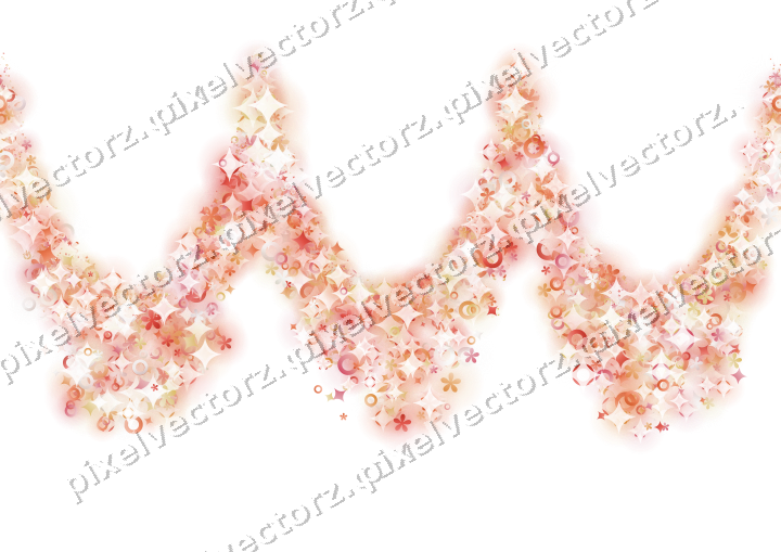 Nahtlose Glitzergirlande aus Funken und Blüten auf transparentem Grund