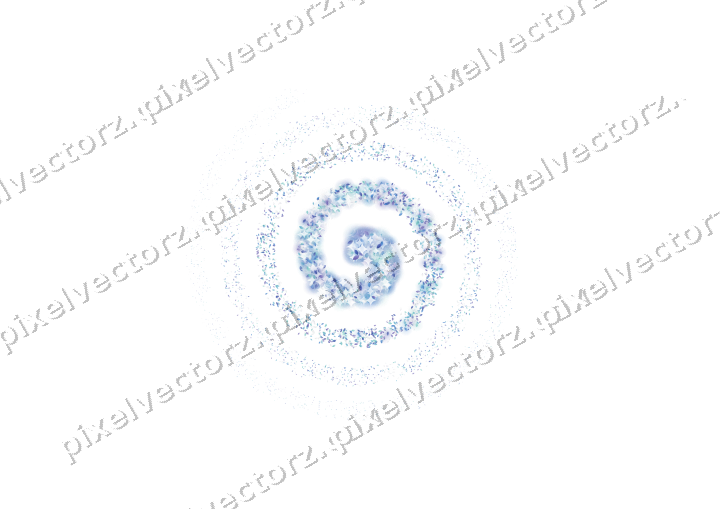 Nahtlose Glitzerspirale aus Tropfen in Blau auf transparentem Grund