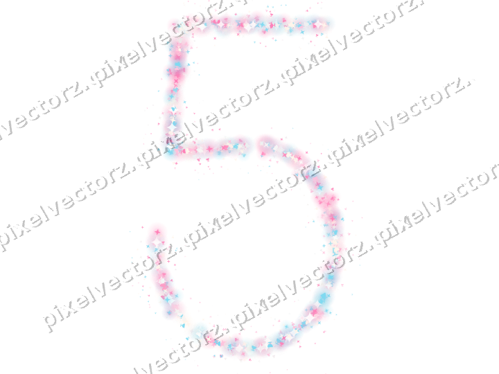 Nahtlose Glitzerzahl 5 in Rosa und Türkis auf transparentem Grund