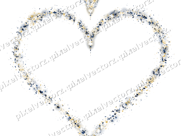 Nahtloses Glitzerherz aus Funken und Konfetti auf transparentem Grund